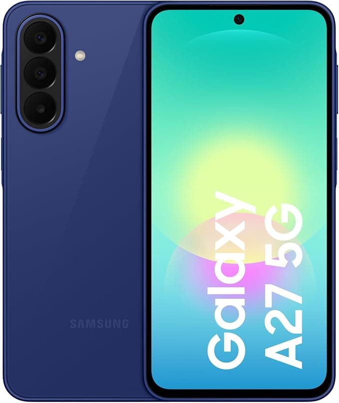 Samsung Galaxy A27 5G 128GB Teléfono Móvi con IA, Azul, Garantía 3+1 Años | Circle to Search, Borrador de objetos, Transcripción de voz, 3 Cámaras, IP64, Batería 5000 mAh, 6x OS upgrades