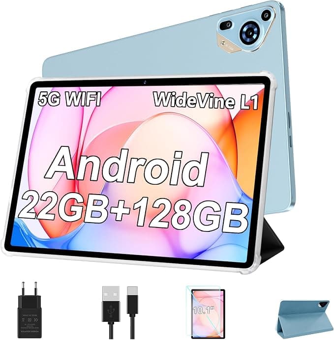 SKYEGG Tablet 11 Pulgadas Android con Gemini AI – 24GB RAM y 256GB ROM Ampliable 1TB, 8000mAh, Cámara 13MP+5MP, WiFi 5G, Widevine L1, Face ID, GPS, Octa-Core 2.0GHz, IPS HD Incell – con Funda – Gris