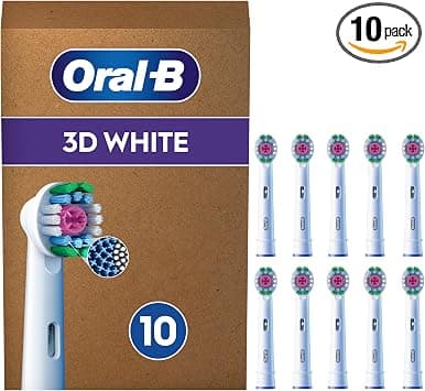 Oral-B 3D White Cabezales de Recambio Originales, Blanco, Pack de 10 - Recambios para Cepillo Eléctrico Oral B Pro, con Copa Pulidora para Eliminar Manchas Superficiales, Efecto Blanqueador